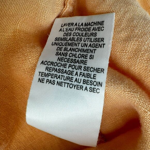 TOMMY BAHAMA | Women's Medium Linen Peach Orange Relax Short Sleeve Button Shirt - Picture 8 of 10